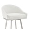 Armen Living Noran Swivel Counter Stool in Brushed Stainless Steel with White Faux Leather 840254335745 - alternate 2